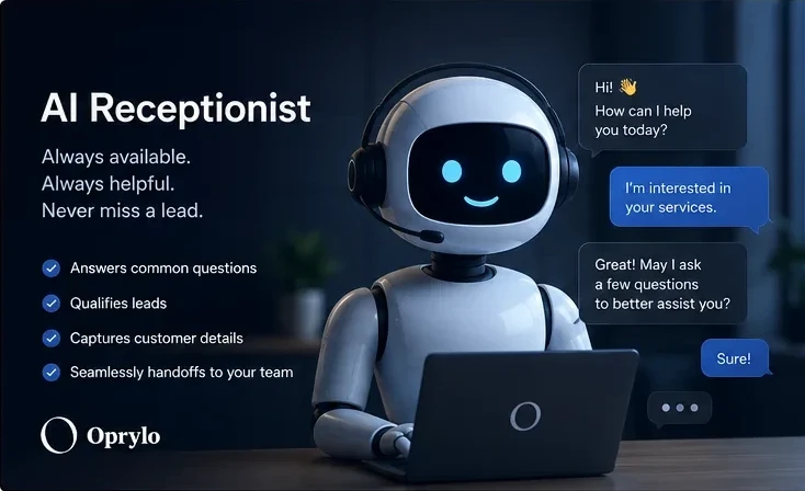 AI receptionist handling customer intake and business inquiries